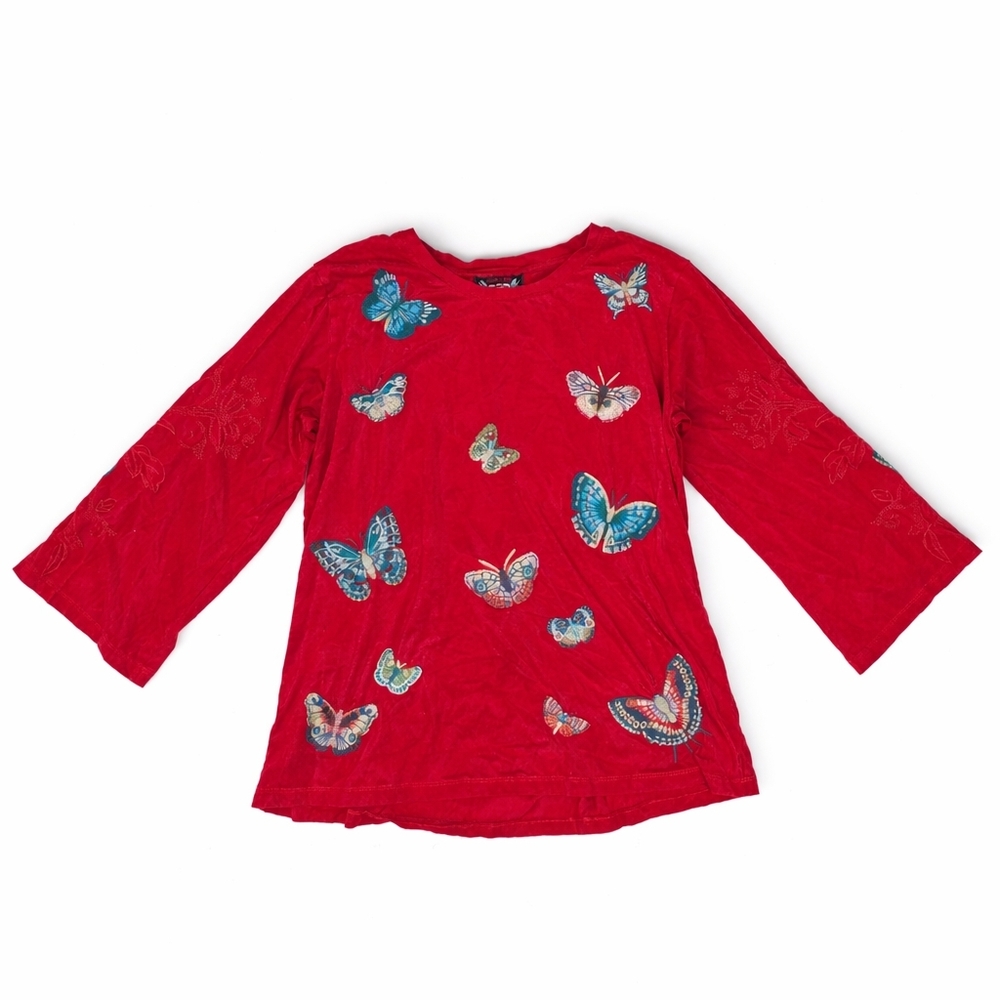 Johnny Was Luciana Kimono Sleeve Boho Embroidered Tee